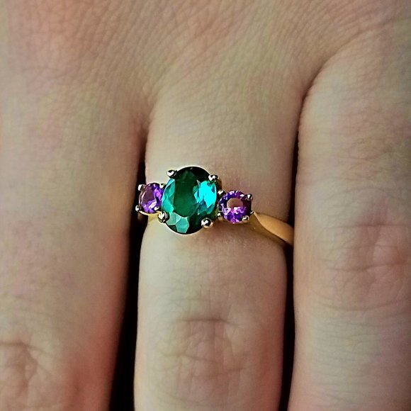 14K Gold Tourmaline and Amethyst Ring - Picture 7 of 7